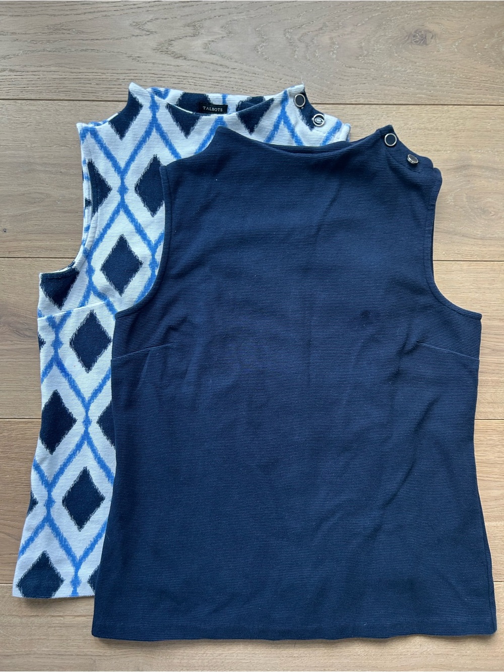 Talbots High Neck Button Shoulder Shell Sleeveless Top Set Of 2 Fall Tops